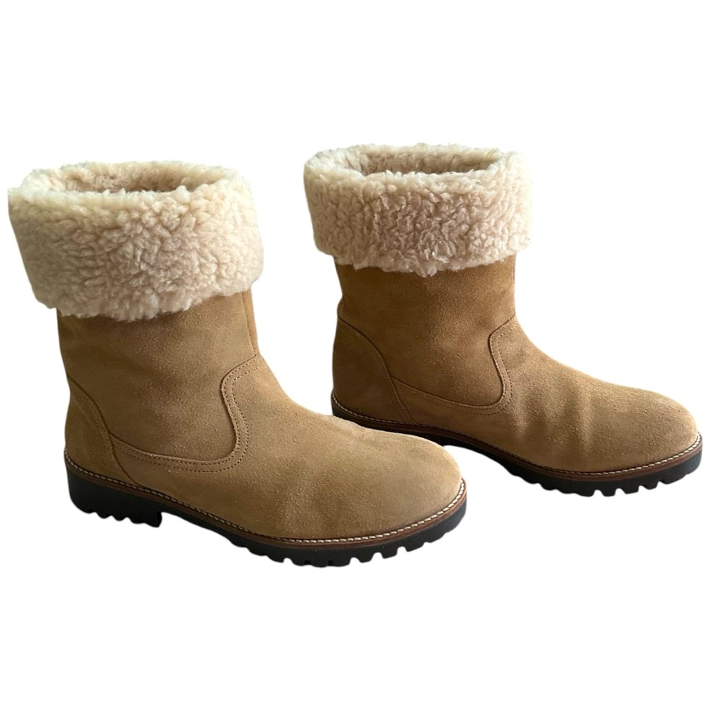 Anthropologie Louise Sherpa Cuffed Ankle Fall Winter Boots Women Size 9.5